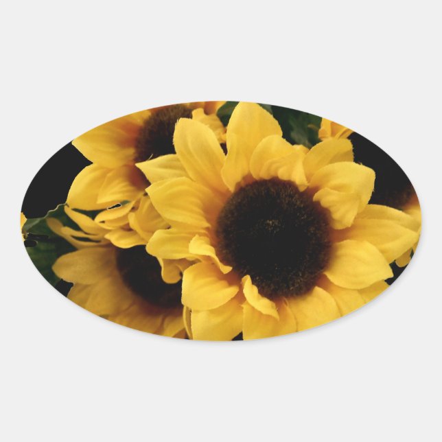Sticker ovale de tournesol (Devant)
