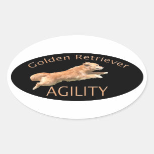 Sticker Ovale Décalque d'agilité de golden retriever