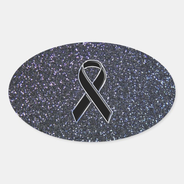 Sticker Ovale Décor noir en ruban (Devant)