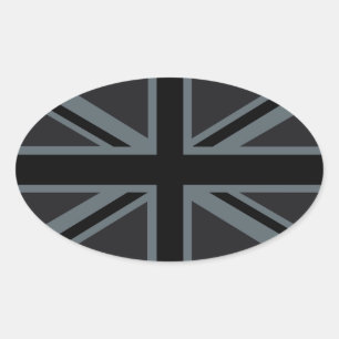Sticker Ovale Décor noir Union Jack British