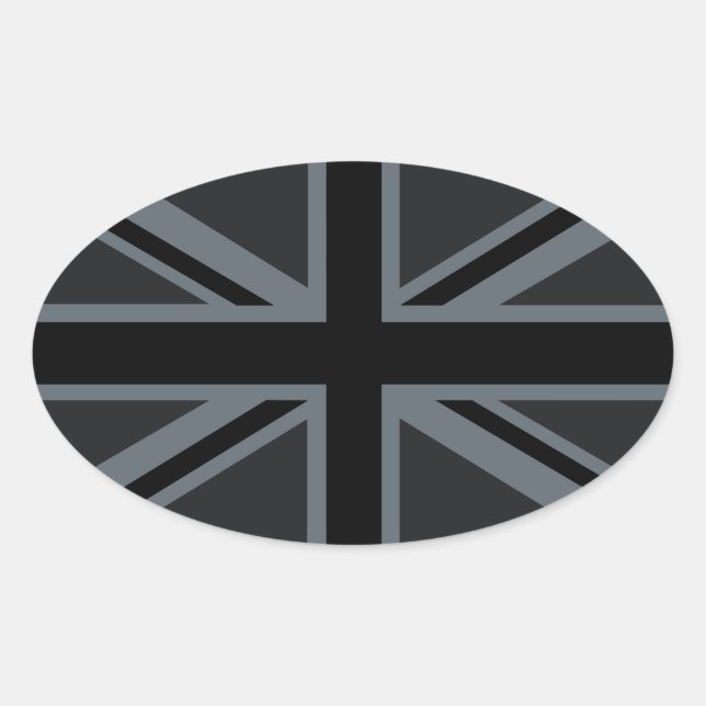 Sticker Ovale Décor noir Union Jack British (Devant)
