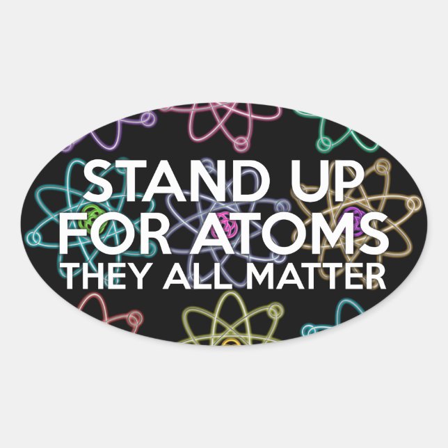 STICKER OVALE DÉFENDRE LES ATOMES (Devant)