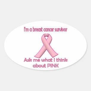 Sticker Ovale Demandez à un survivant du cancer du sein à propos
