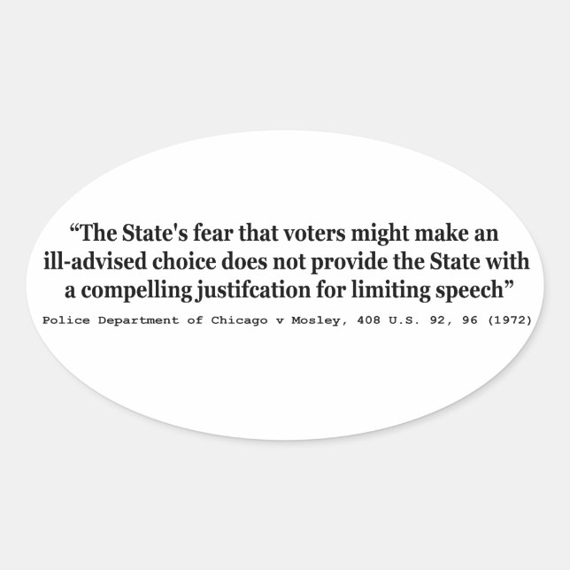 Sticker Ovale Département de police de Chicago v Mosley 408 US 9 (Devant)