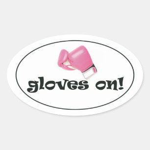 Sticker Ovale Des Gants ! Gants en boîte rose pastel