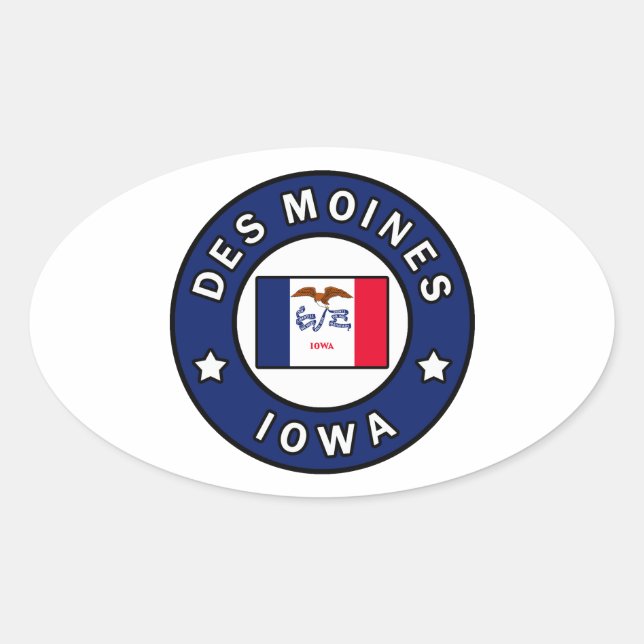 Sticker Ovale Des Moines Iowa (Devant)