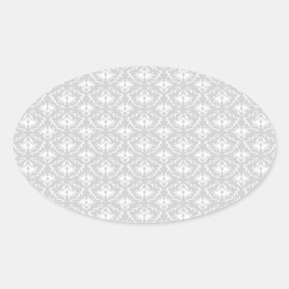 Sticker Ovale Design Damas blanc et gris pastel.