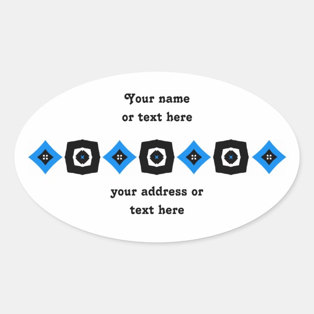 Sticker Ovale Design d'art rétro pour personnaliser (Devant)