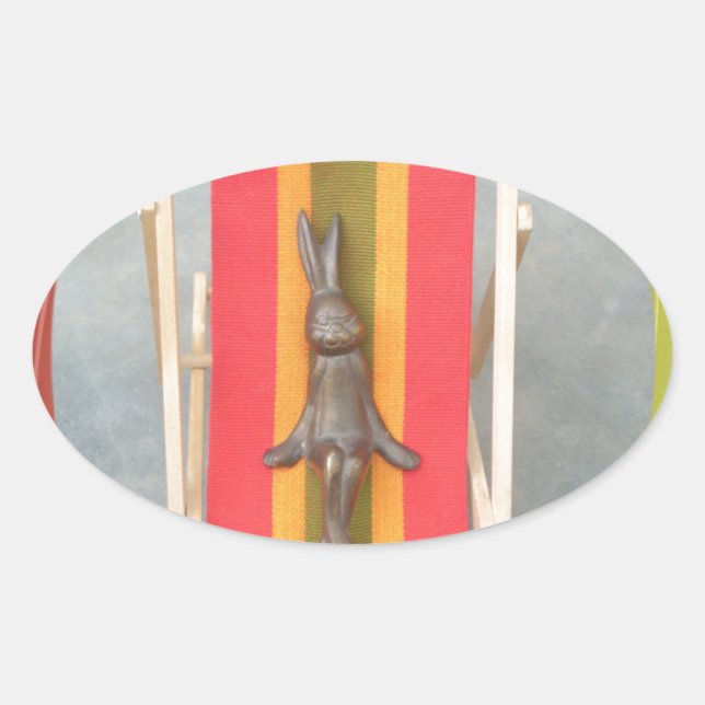 Sticker Ovale Design d'impression d'écran vectoriel de lapin rel (Devant)