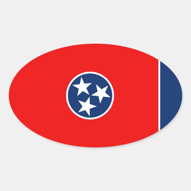 Sticker Ovale Design du drapeau d'état du Tennessee (Devant)