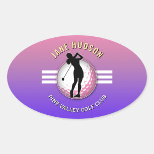 Sticker Ovale Design élégant de Golfeur pour femmes