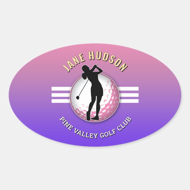 Sticker Ovale Design élégant de Golfeur pour femmes (Devant)