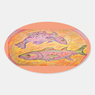 Sticker Ovale design seatrout et maquereau espagnol
