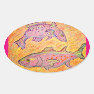 Sticker Ovale design seatrout et maquereau espagnol