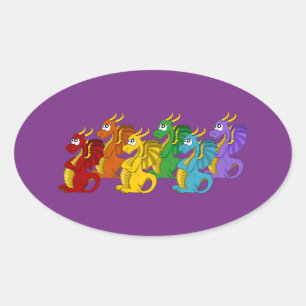 Sticker Ovale Dessin animé de dragons