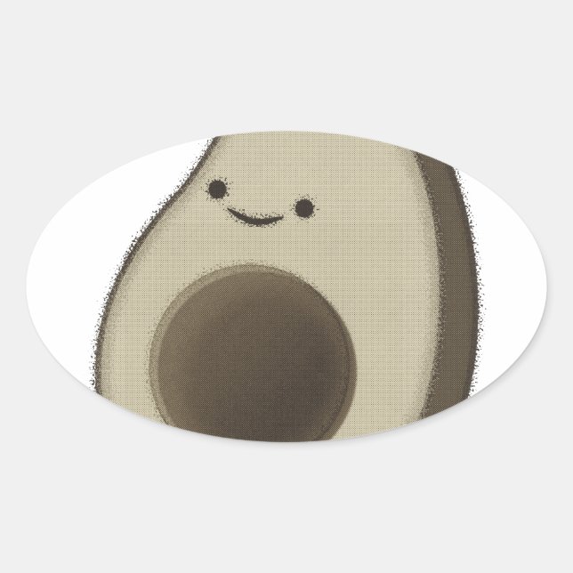 Sticker Ovale Dessin Avocado de style vintage (Devant)