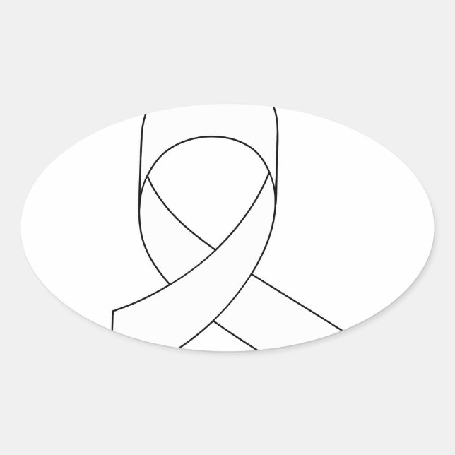 Sticker Ovale Dessin de ruban blanc (Devant)