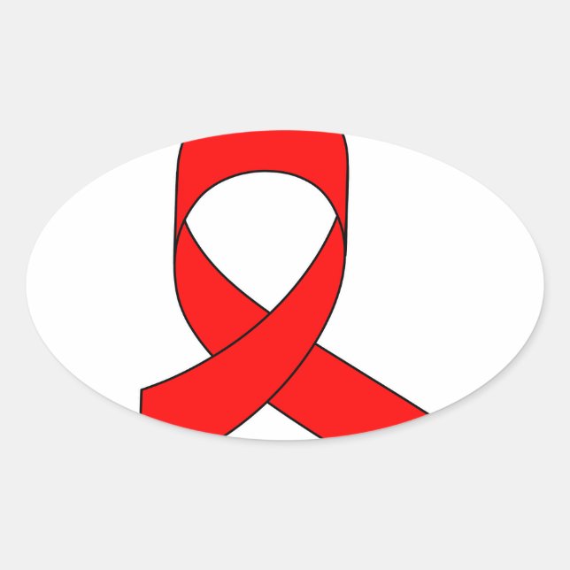 Sticker Ovale Dessin de ruban rouge (Devant)