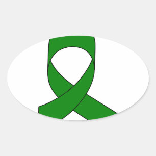 Sticker Ovale Dessin de ruban vert