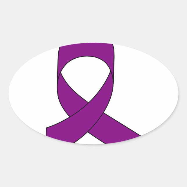 Sticker Ovale Dessin de ruban violet (Devant)