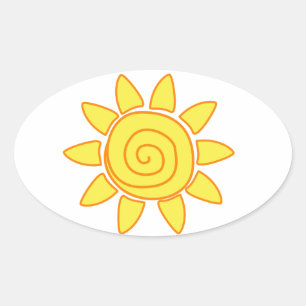Sticker Ovale Dessin de soleil illustration pour enfants mignons