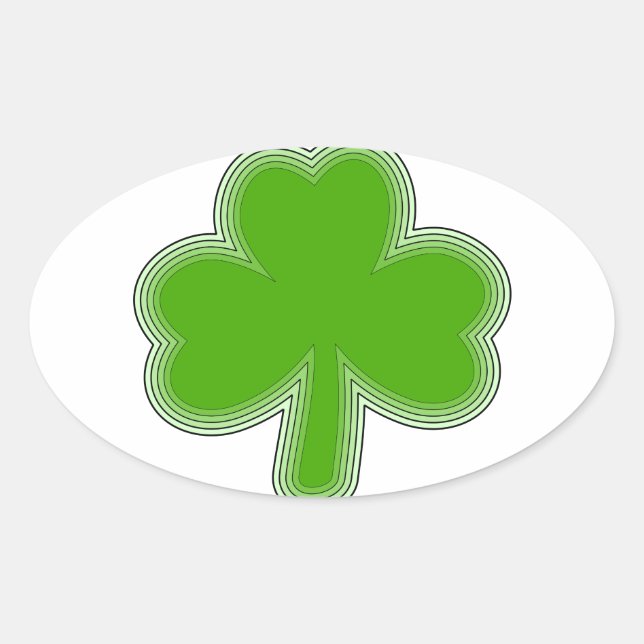 Sticker Ovale Dessin Shamrock de Saint Patrick (Devant)