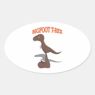Sticker Ovale Dessin T-Rex Bigfoot