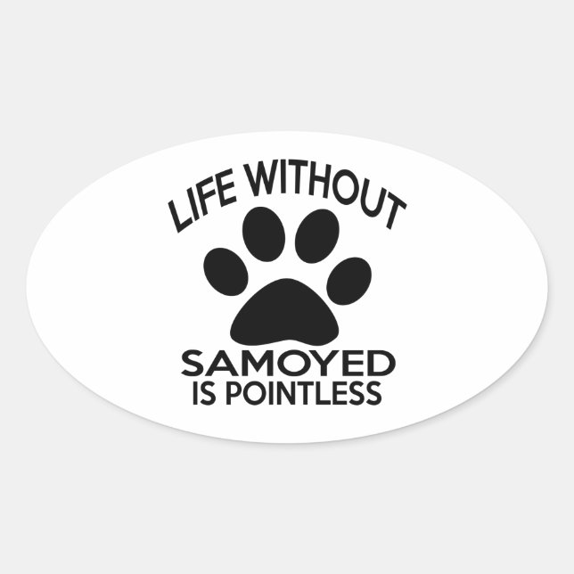 STICKER OVALE DESSINS SAMOYENS (Devant)