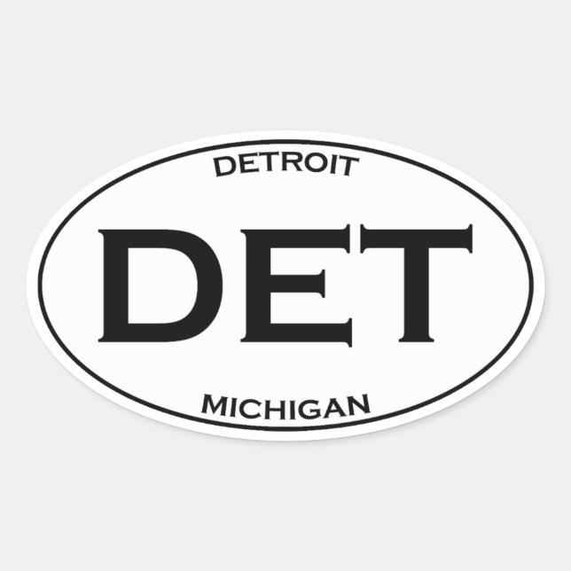 Sticker Ovale DET - Detroit Michigan (Devant)