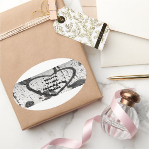 Sticker Ovale Détacher Un Aspen Tree Bark Photo Personnalisée