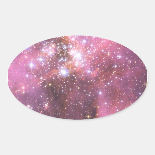 Sticker Ovale Détail de NGC 346 en rose (Devant)
