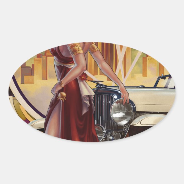 Sticker Ovale Detroit, Michigan | Ville automobile (Devant)