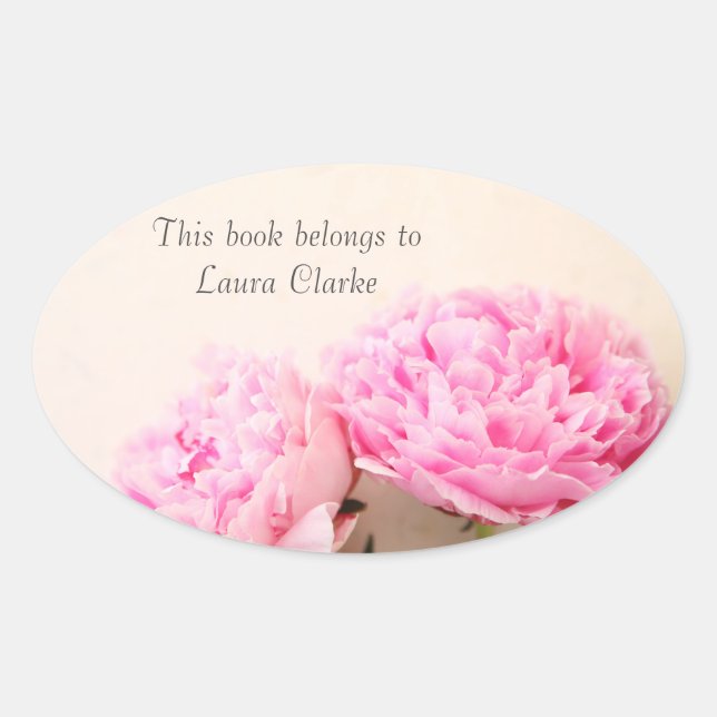 Sticker Ovale Deux pivoines roses (Devant)