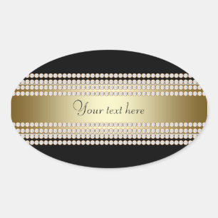 Sticker Ovale Diamant Or Noir