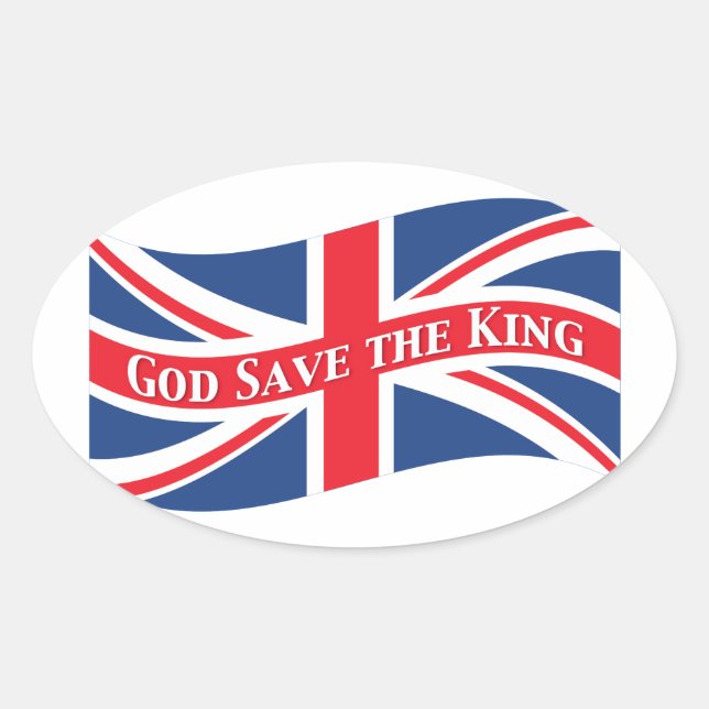Sticker Ovale Dieu sauve le roi avec Union Jack (Devant)