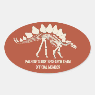 Sticker Ovale Dinosaur Bones Paléontologie Personnalisable Badge