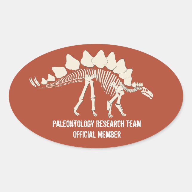Sticker Ovale Dinosaur Bones Paléontologie Personnalisable Badge (Devant)