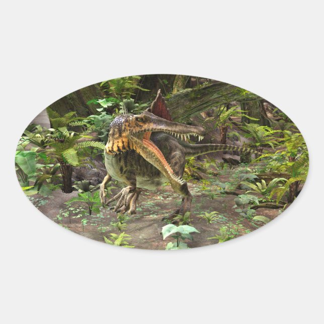 Sticker Ovale Dinosaure Spinosaurus (Devant)
