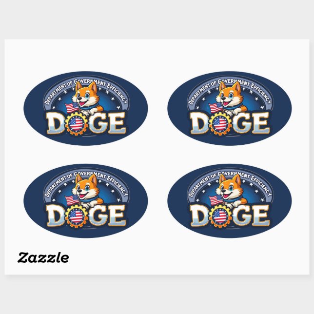 Sticker Ovale DOGE Efficacité du ministère (Feuille)