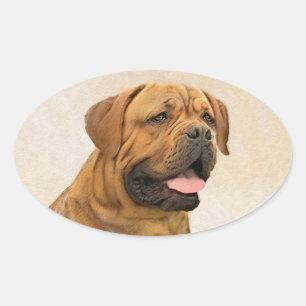 Sticker Ovale Dogue de Bordeaux Peinture - Cute Original Chien A
