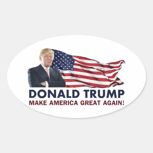 Sticker Ovale Donald Trump - Drapeau américain (Devant)