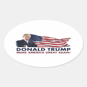 Sticker Ovale Donald Trump - Drapeau américain