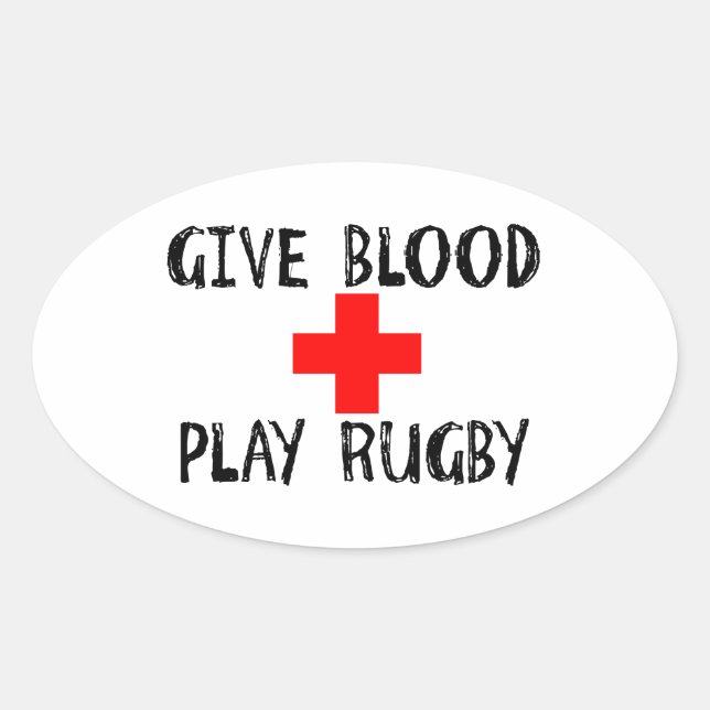 Sticker Ovale Donnez le sang, rugby de jeu (Devant)