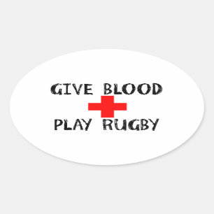 Sticker Ovale Donnez le sang, rugby de jeu