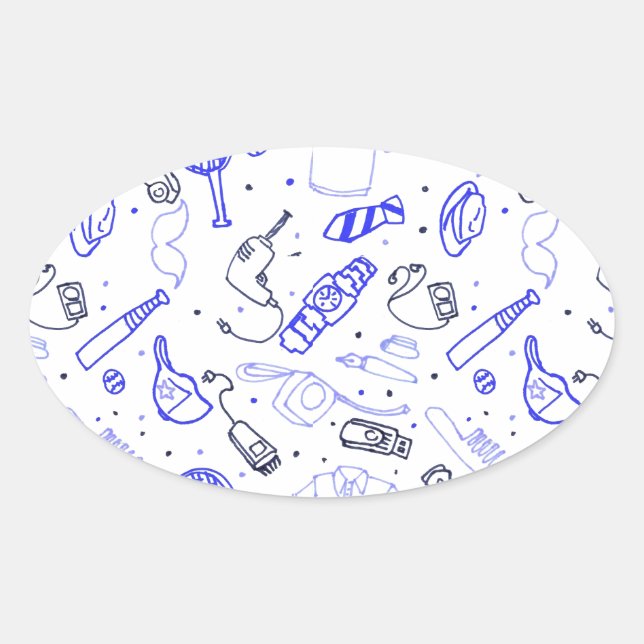 Sticker Ovale Doodle fête des pères (Devant)