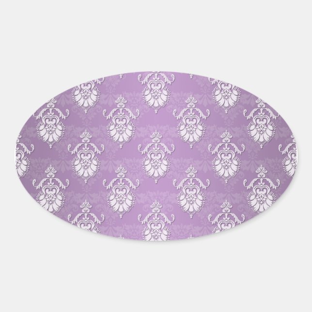 Sticker Ovale Double Damask Lavande Violet (Devant)