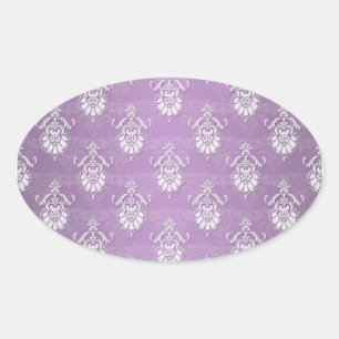 Sticker Ovale Double Damask Lavender Purple