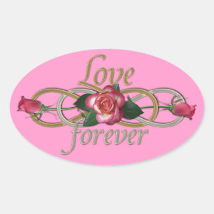 Sticker Ovale Double Infinité - Amour Rose pour toujours