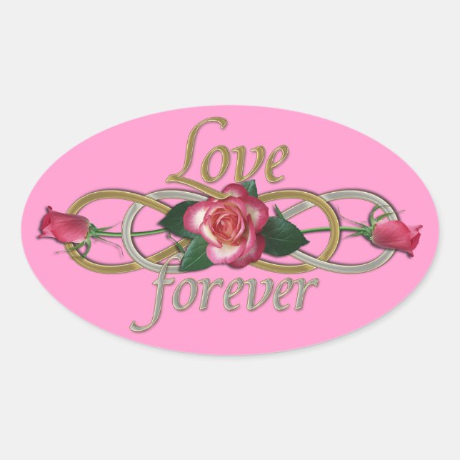 Sticker Ovale Double Infinité - Amour Rose pour toujours (Devant)