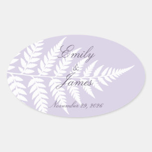 Sticker Ovale Douce Lavande Fougère Blanche Bois Raffiné